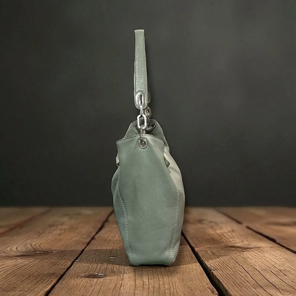 Michael Kors Fulton Elegant Green Leather Shoulder Bag - Picture 4 of 8
